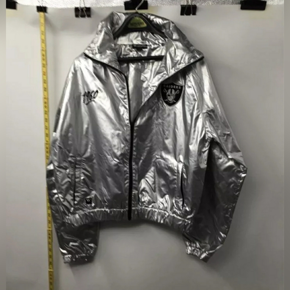 The Wild Collective Silver Las Vegas Raiders Football Jacket Coat Women Size XL